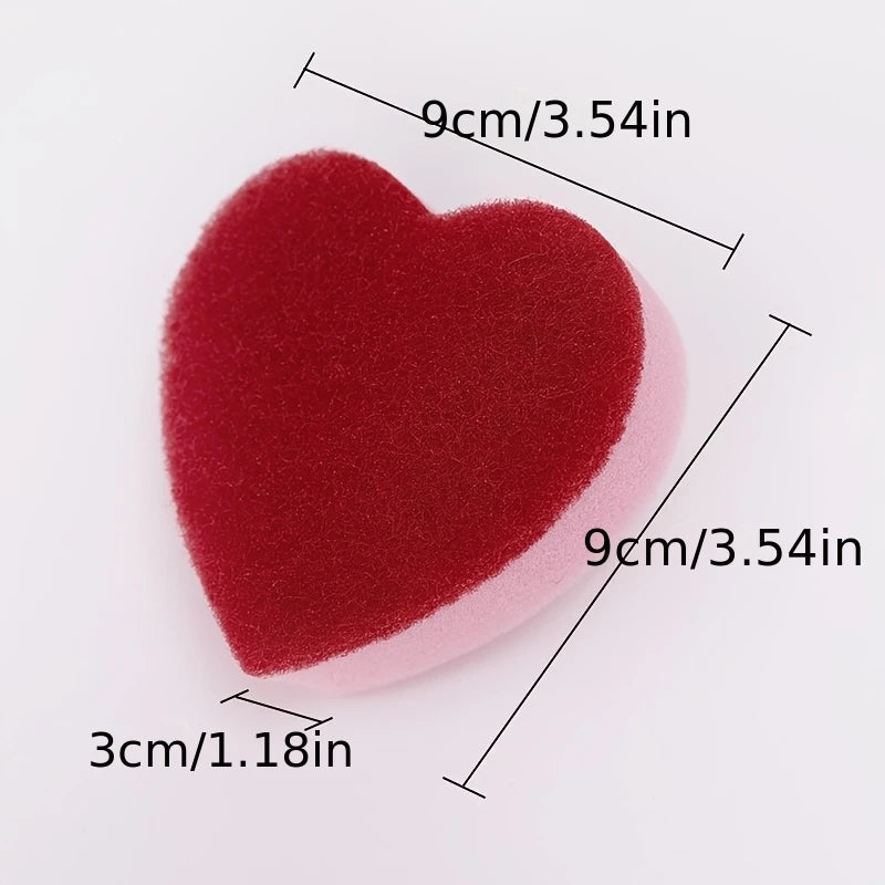 3/6/12pcs Heart-Shaped Cleaning Sponges, Cute Durable Scrub Pads for Dish Washing, Kitchen Sink Countertop & Household Cleaning Oasis Select