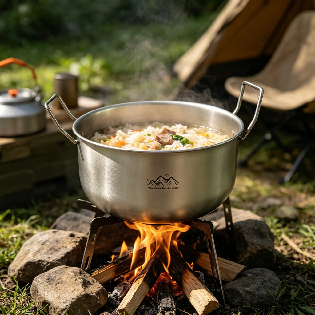 2L Titanium Camping Pot – Lightweight Folding Handle Cookware
