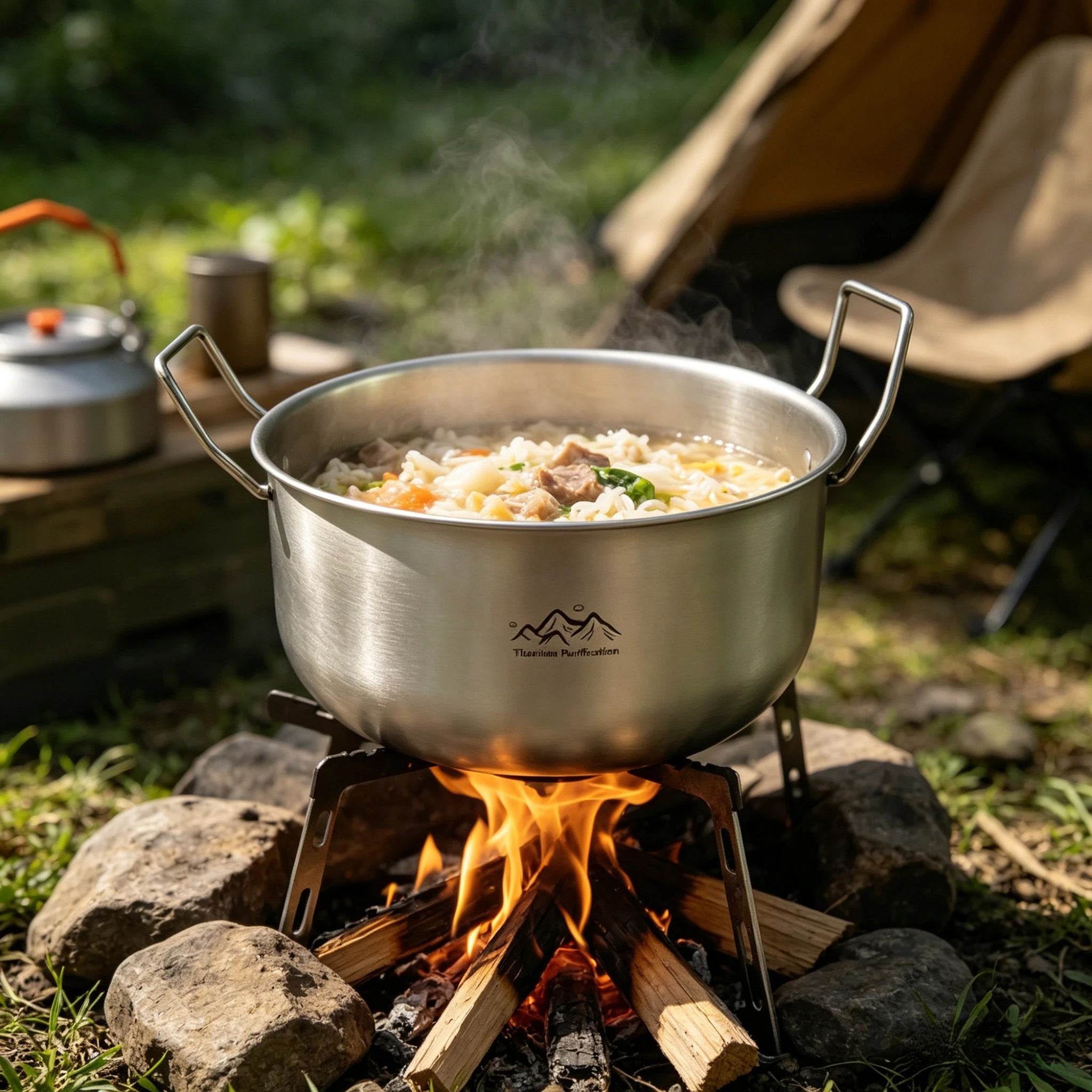 2L Titanium Camping Pot – Lightweight Folding Handle Cookware
