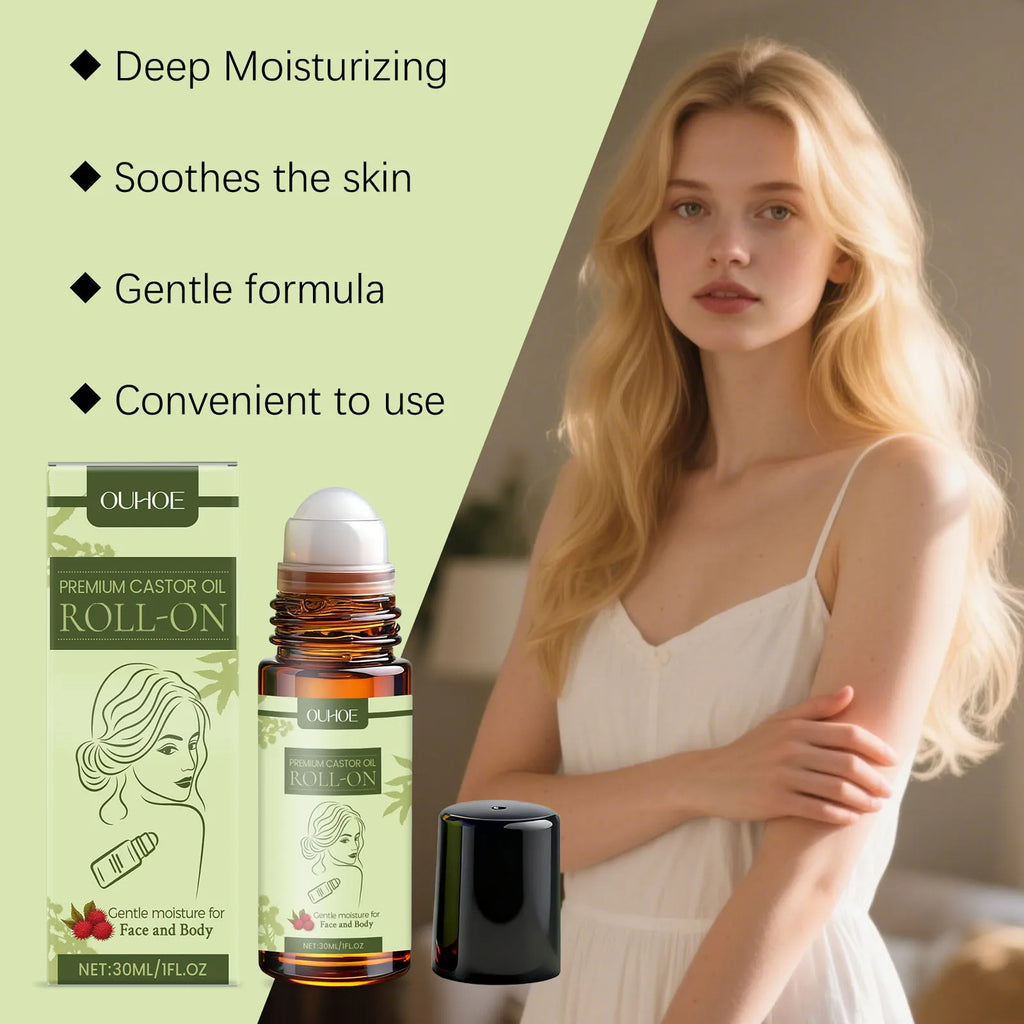 Soothing Skin Castor Oil Roll-On Essential Oil Nourishing Hydrating Softening Comfortable Moisturization Roll-On Essential Oil Oasis Select