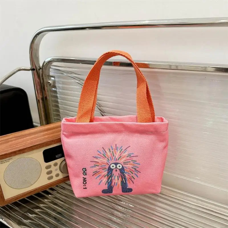 Canvas Bag Korean Style Small Bags Women's Handbag Mini Hand Snack Bag Lunch Bag Oasis Select Rose red