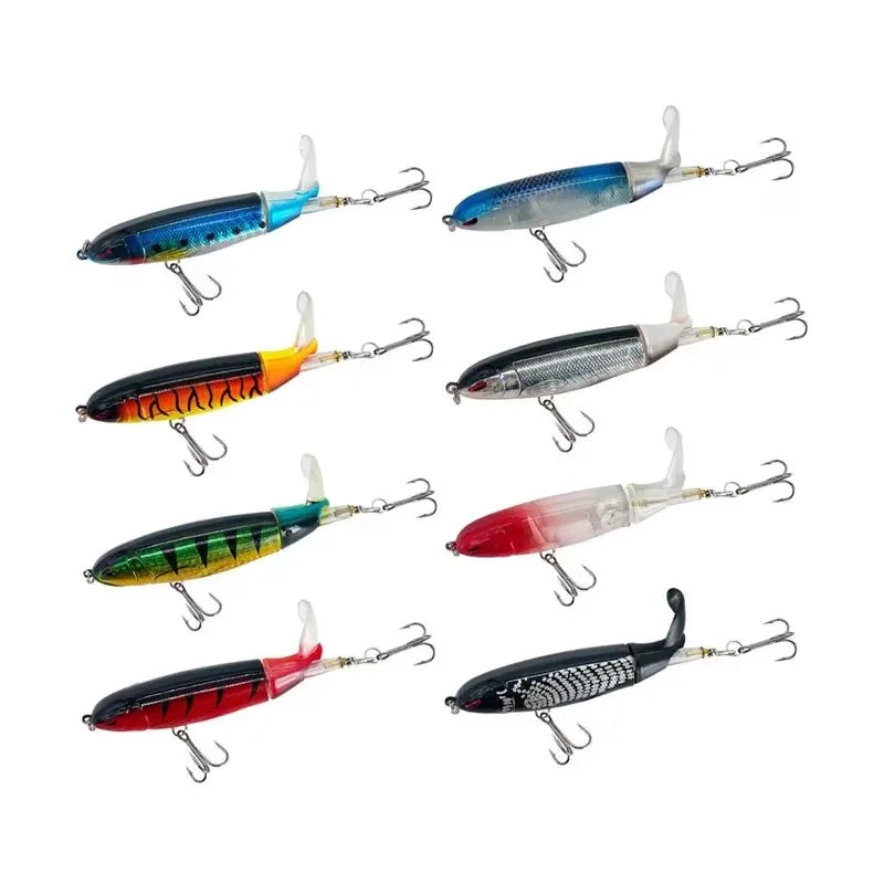 1/4/8Pcs 15g Topwater Fishing Lure Whopper Popper Artificial Bait Hard Plopper Soft Rotating Tail Fishing Tackle Fishing Bait Oasis Select 8PCS mix 15g