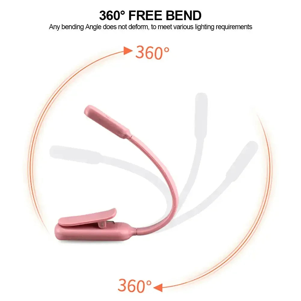 Mini LED Book Night 3 Brightness Adjustable USB Rechargeable Clip-On Study Reading Lamp for Travel Bedroom Dormitory Reading Oasis Select