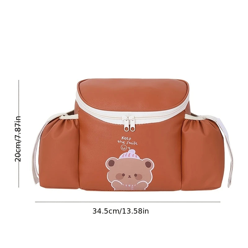 Cute Bear Printed Waterproof Front Bag Durable Scratch Resistant Handlebar Organizer for Scooter Bike Moped Riding Oasis Select