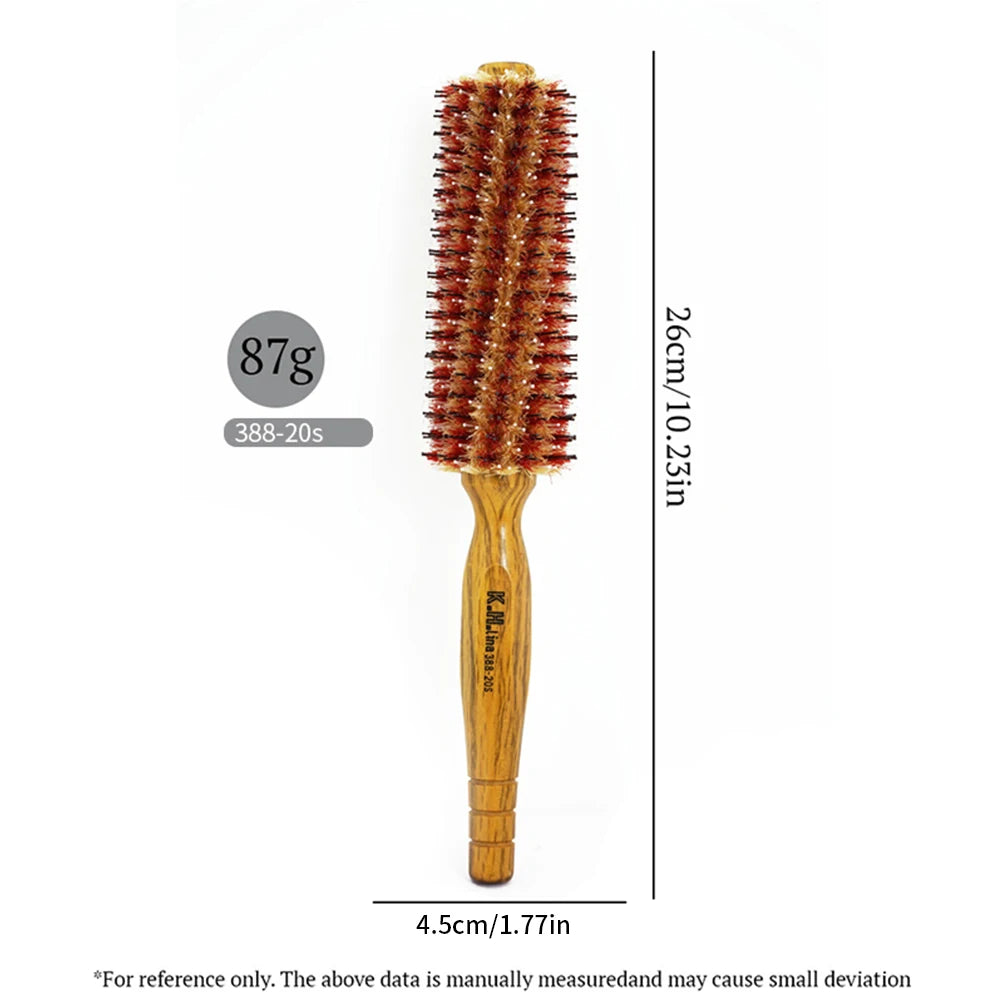 Wooden Round Hair Brush – Anti-Static Boar Bristle Styling Tool Round Hair Brush Oasis Select 388-20S