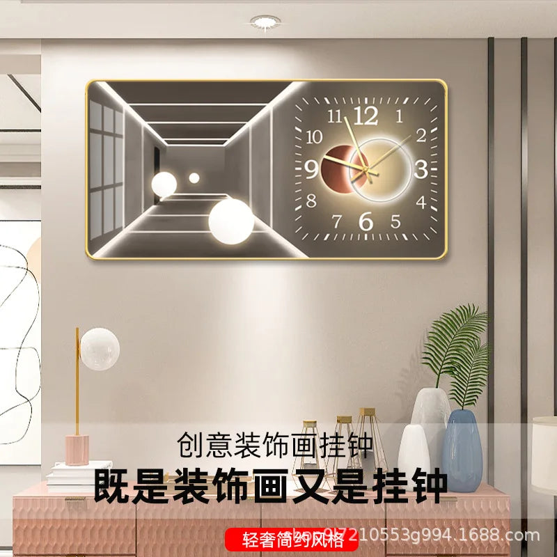 Light luxury fashion wall clock living room creative restaurant porch bedroom decorative painting silent hole free wall clock Oasis Select 4 Small 60cm x 30cm