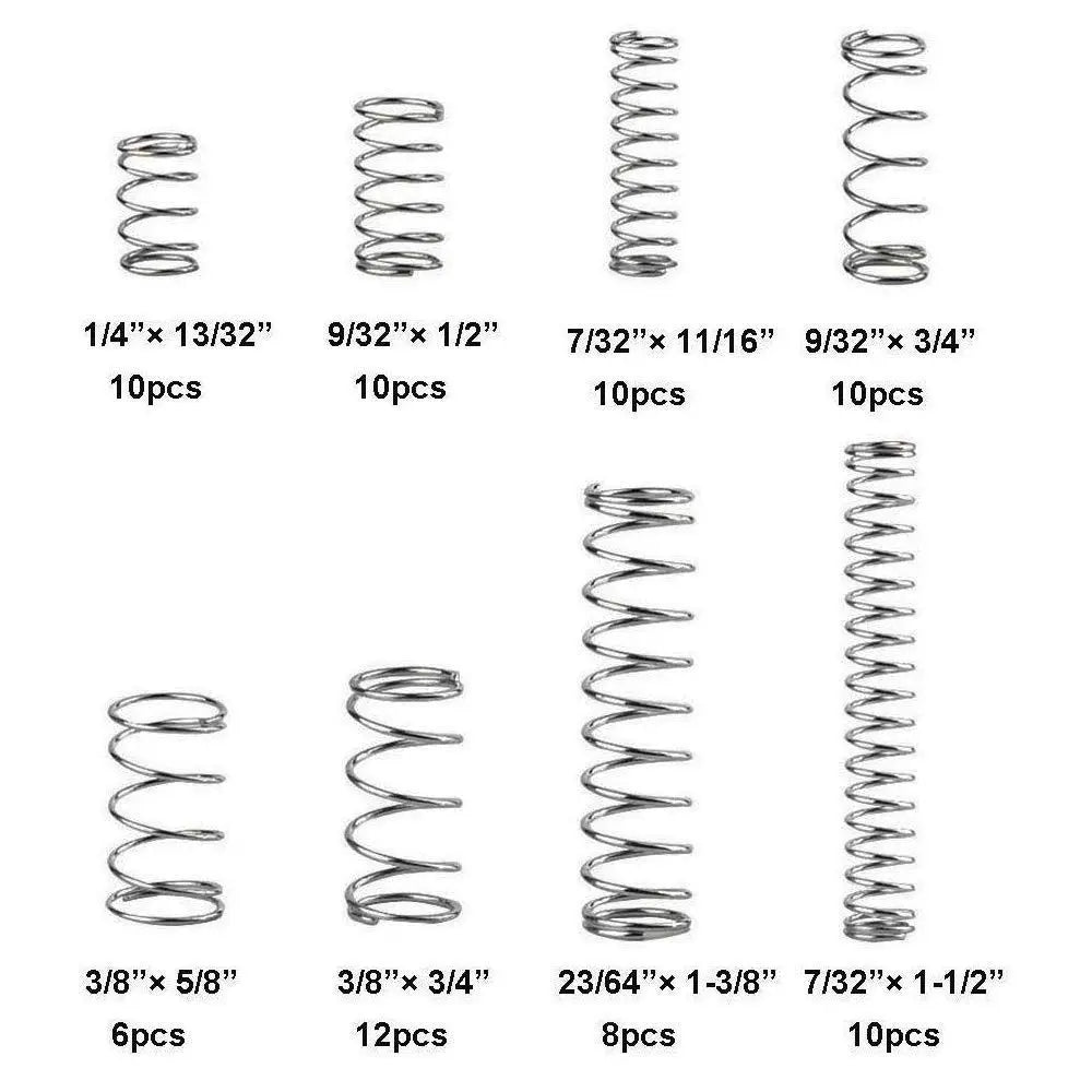 200PCS Mixed Size Compression Spring Kit Stainless Steel Boxed Extension and Compression Springs Kit DIY Accessories Silver Oasis Select