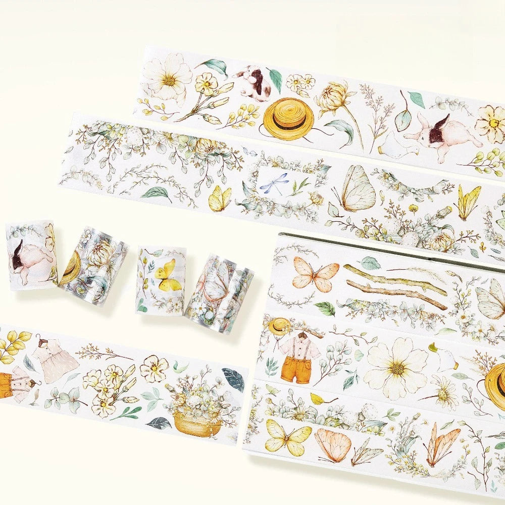 100CM Vintage Flower Bunny Butterfly Spring Washi PET Tape for Planner Card Making DIY Scrapbooking Plan Decorative Sticke Oasis Select