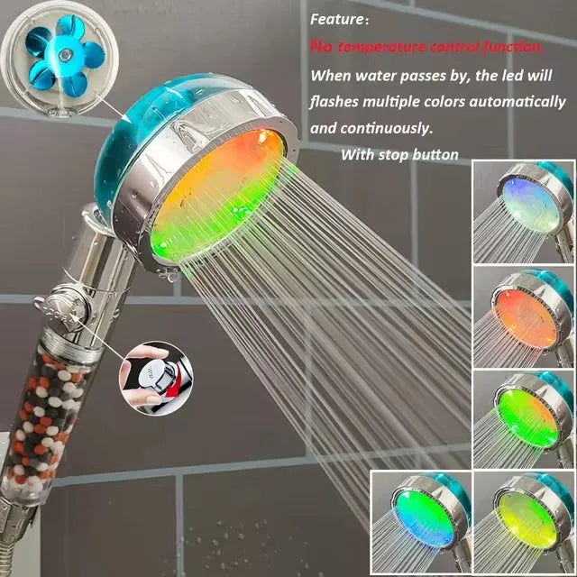 LED Anion Shower Head Rainfall SPA Temperature Control Shower Head Pressurized Water Saving 3/7 Colors Handheld Bathroom Shower Oasis Select 7 - Colorful G