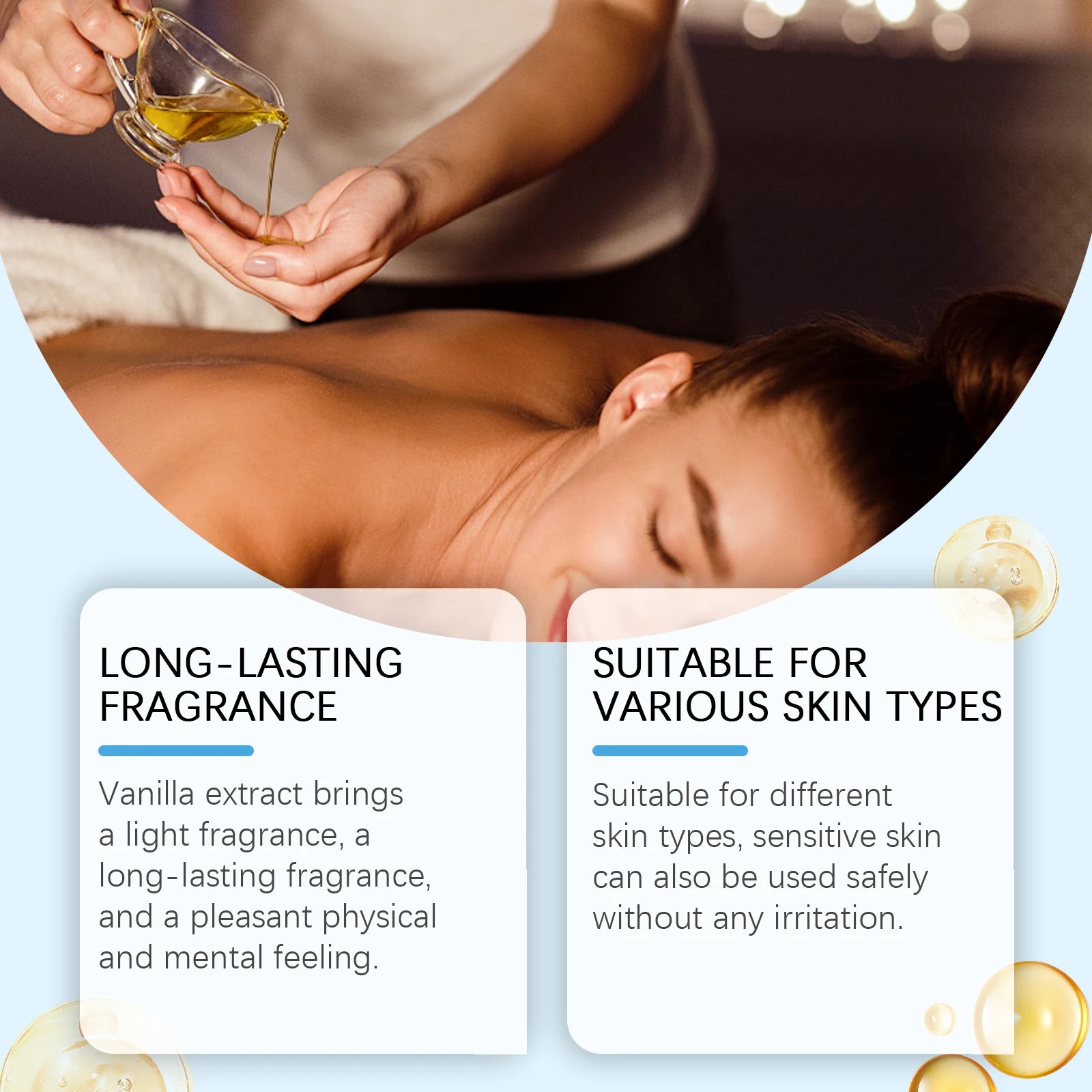 Caramel Vanilla Body Massage Oil Improve Moisturizing Relieve Stress Muscle Relaxing Body SPA Lasting Scent Body Essential Oils Oasis Select