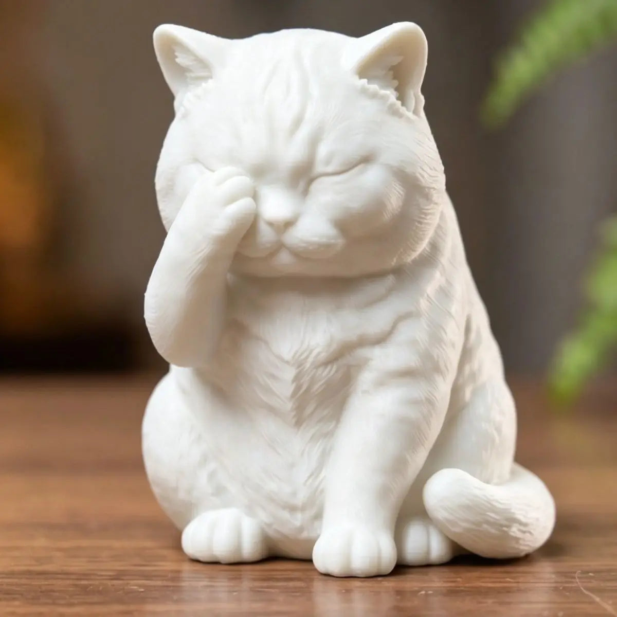 Shy Face Covered Chubby Cats miniature Figurine Diy Cute Kitten Statues for Home Desktop Home Ornaments Decor Pet Memorial Gifts Oasis Select