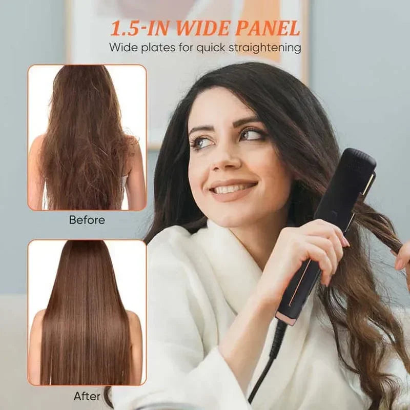 URGGU Ceramic Flat Iron Wide Plate Hair Straightener & Curler