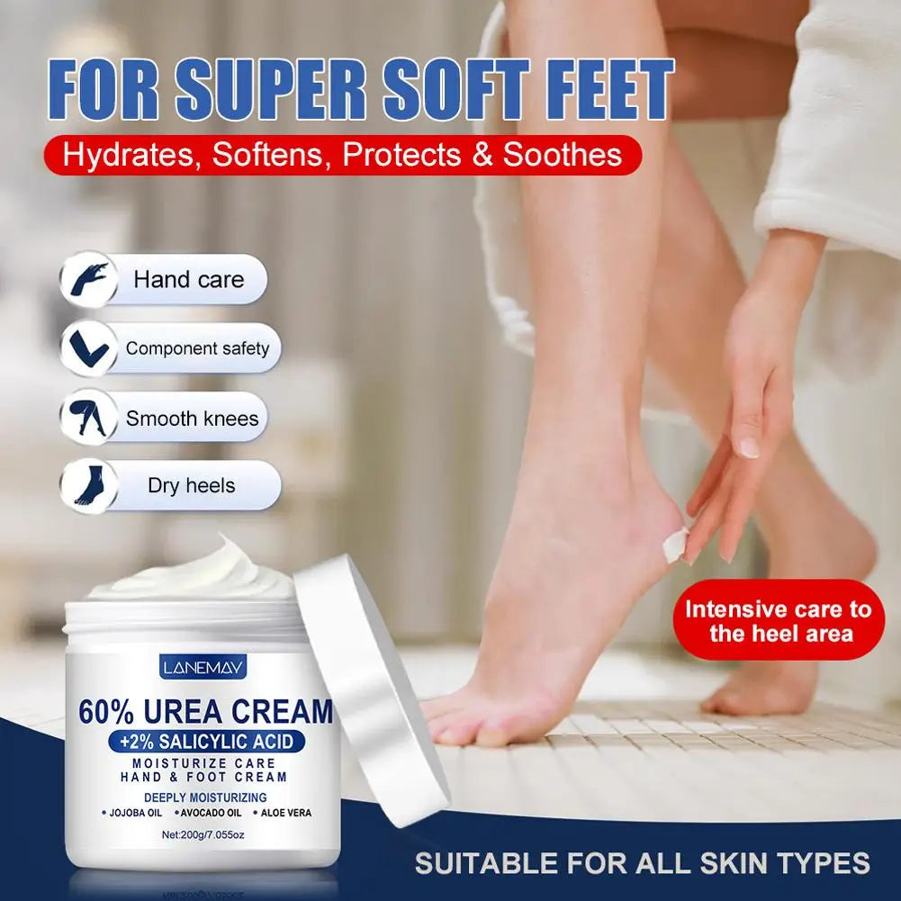 Urea Cream 60% & Salicylic Acid 2%, Foot Cream for Dry Cracked Heels Feet Knees Elbows Hands, Moisturizing Hand Foot Cream 200g Oasis Select