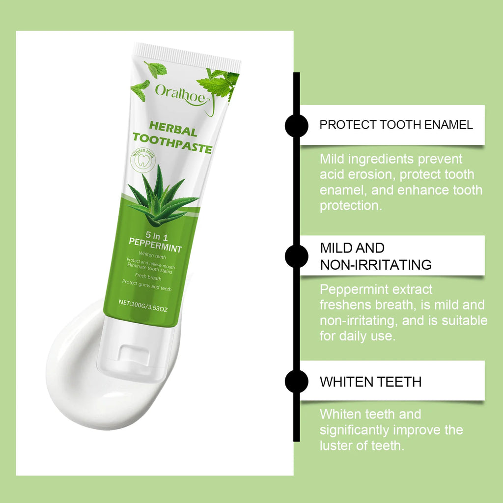 Aloe Vera Toothpaste For Gentle Teeth Cleaning - Remove Odor & Stains, Brighten Smile, Enamel Protection Formula Oasis Select