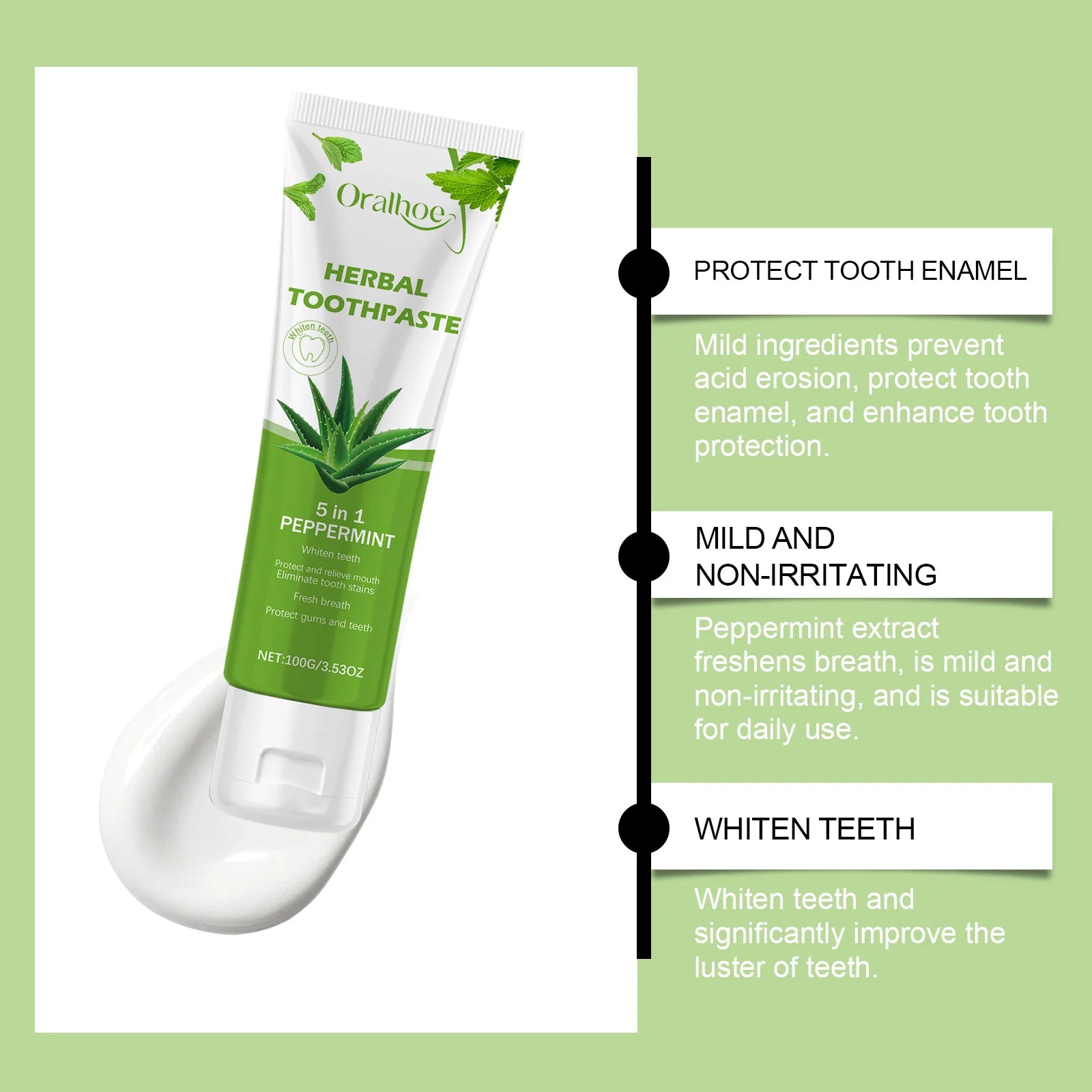 Aloe Vera Toothpaste For Gentle Teeth Cleaning - Remove Odor & Stains, Brighten Smile, Enamel Protection Formula Oasis Select
