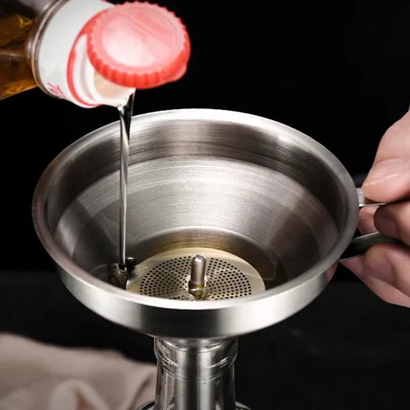 Funnel Kitchen 304 Stainless Steel Funnel Oil Liquid Funnel with Strainer Small Metal Food Oil Filter for Bottle Kitchen Gadgets Oasis Select
