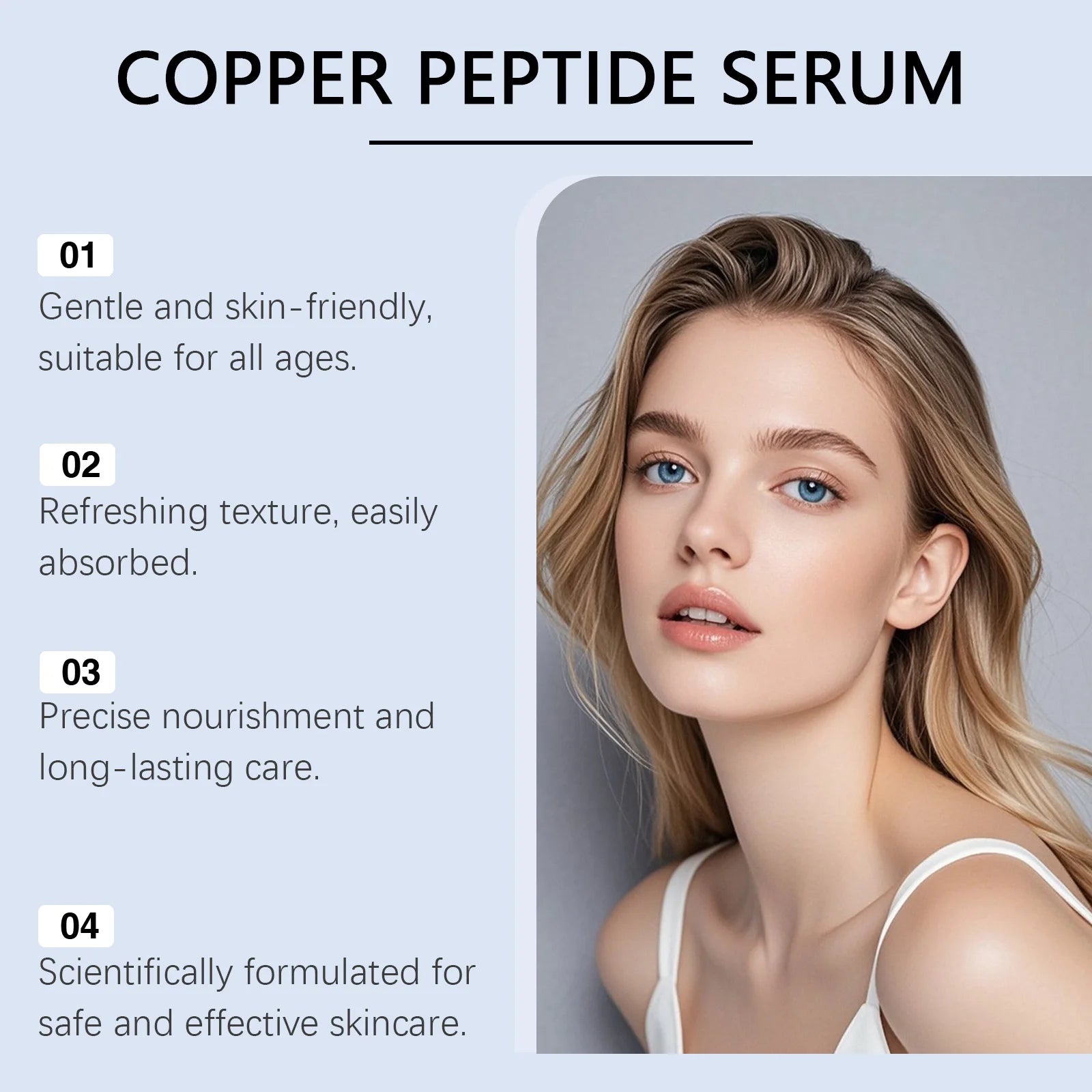 Copper Peptide Serum Anti Aging Face Serum Firming Lifting Fade Fine Lines Pore Shrinking Moisturizer Hyaluronic Acid Skin Care Oasis Select