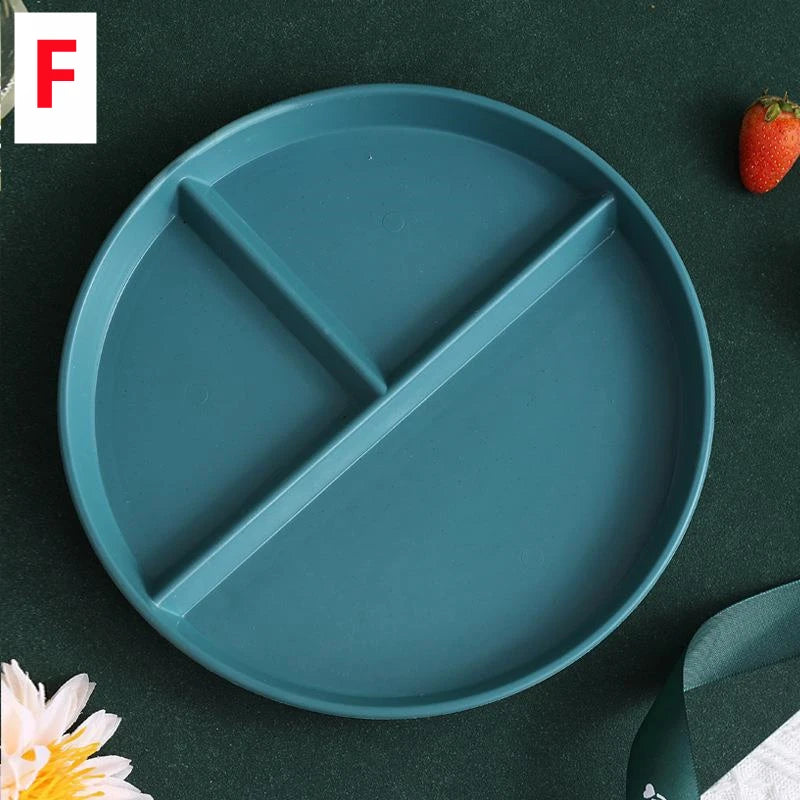 Three-Grid Eco-Friendly Wheat Straw Divided Plate Fruit Salad Food Tray Dinner Plate Compartment Plate Kitchen Dinnerware Plates Oasis Select F 22cm