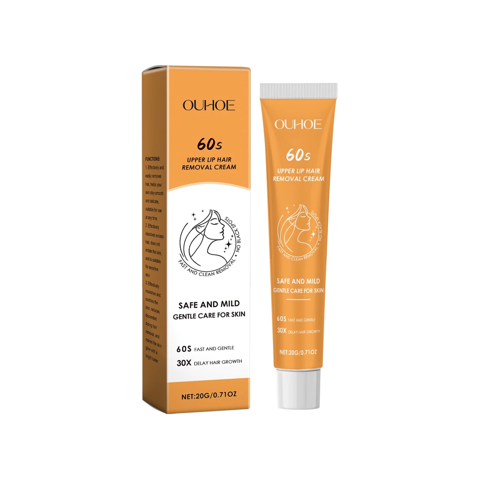 Ouhoe Hair Removal Cream – Fast Gentle Lip & Underarm Depilatory Hair Removal Cream Oasis Select 20g boxed