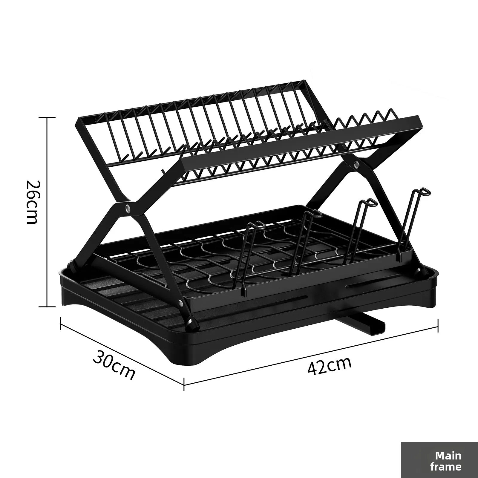 Kitchen Storage Dish Rack Foldable Household Multifunctional Storage Drain Dish Rack Oasis Select black