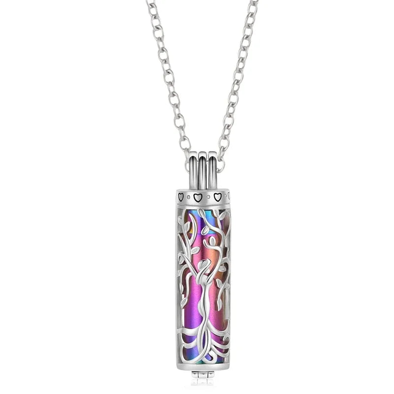 Cylinder Cremation Jewelry Tree of Life Urn Ashes Necklace for Women Men Vial Cremation Ash Pendant Memorial Jewelry Oasis Select MC3
