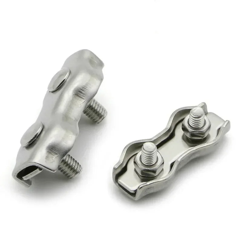 1Pcs M2-M6 Stainless Steel Double Post Bolt Clip Wire Rope Cable Clamp Caliper Rope Simple Grip DIY Cable Fastener Hardware Oasis Select