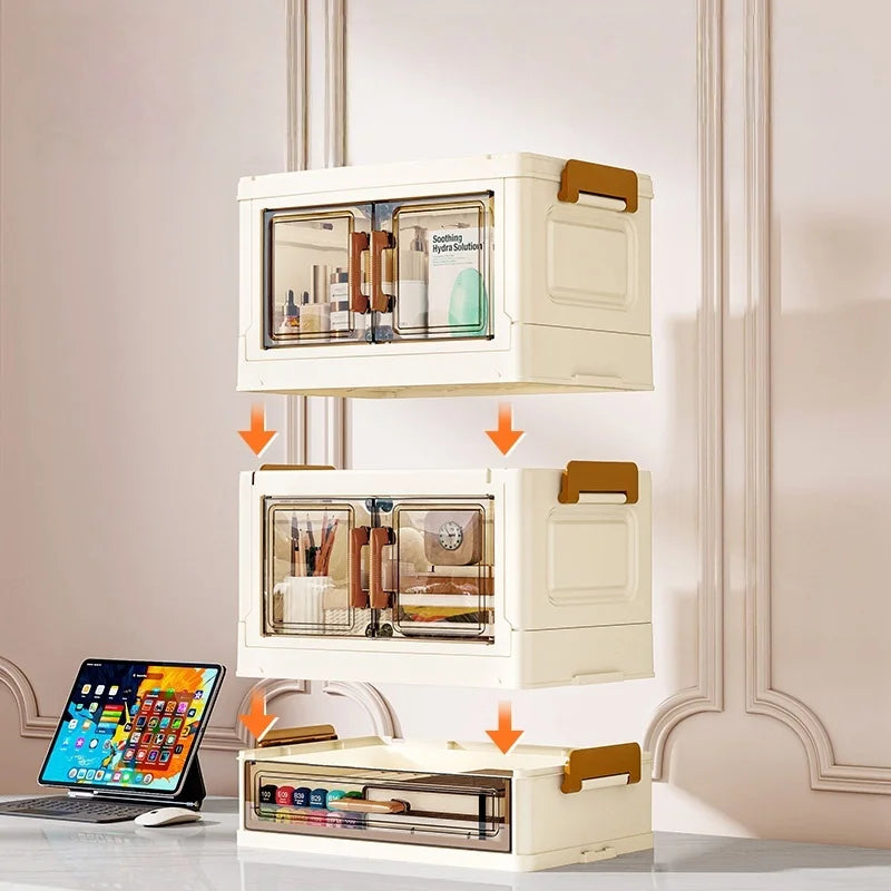 30/40cm Width, Foldable Desktop Organizer Multi-Layer Options,Cream Style Design,Perfect for Cosmetics，Stationery，Storage Box Oasis Select