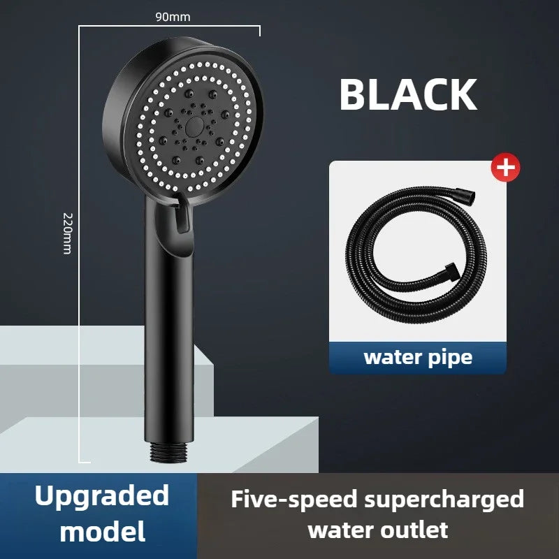 High Pressure Shower Head 3 Modes Adjustable Filter Shower Head Set New Bathroom Shower Head Accessories Sprayer Oasis Select black head and pipe