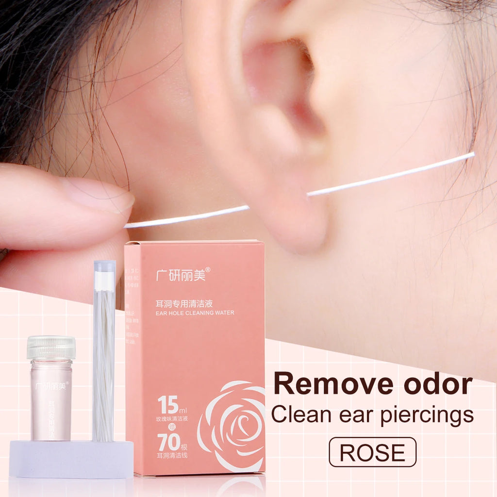 Ear Piercing Cleaning Kit – 70-Piece Ear Hole Floss & Solution Ear Piercing Care Kit Oasis Select