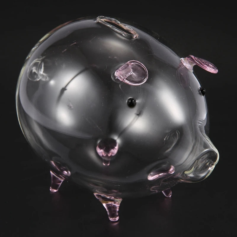 2X Pig Piggy Bank Money Boxes Coin Saving Box Cute Transparent Glass Souvenir Birthday Gift For Children Kids-Pink Oasis Select