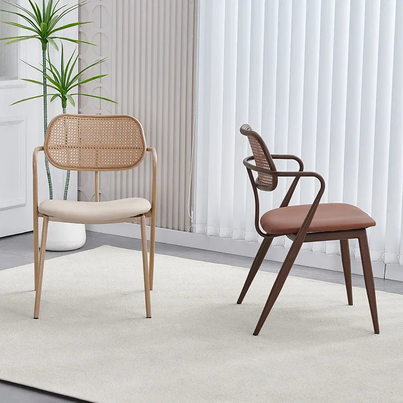 Medieval rattan chair stackable dining chair home backrest desk stool cafe balcony leisure chair dining table chair Oasis Select