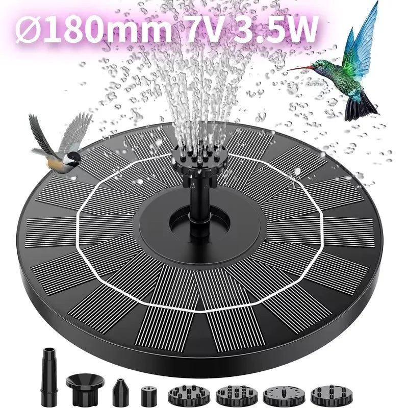 3.5W Solar Bird Bath Water Fountain Pump, with 6 Nozzles DIY Garden Ponds Pool Water Features, Ideal Outdoor Landscape Accessory Oasis Select 3.5W