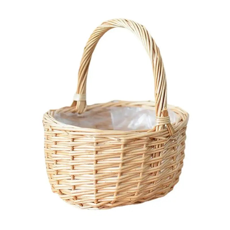 Flower Arrangement Basket Hand-woven Mini Wicker Rattan Baskets With Handle Flower Basket Storage Basket Wedding Flower Baskets Oasis Select