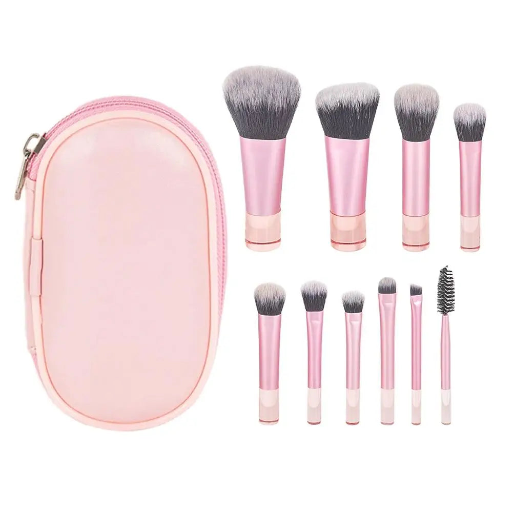 10-Piece Mini Travel Makeup Brush Set with Bag | Soft Bristles