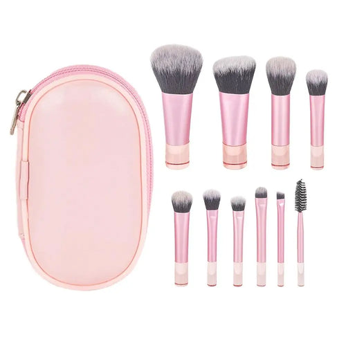 10-Piece Mini Travel Makeup Brush Set with Bag | Soft Bristles Makeup Brush Set Oasis Select B