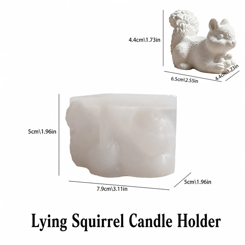 3d Squirrel Candle Holder Candle Holder Silicone Mold Animal Shaped Candle Base Minimalist Resin Plaster Casting Mold Oasis Select White