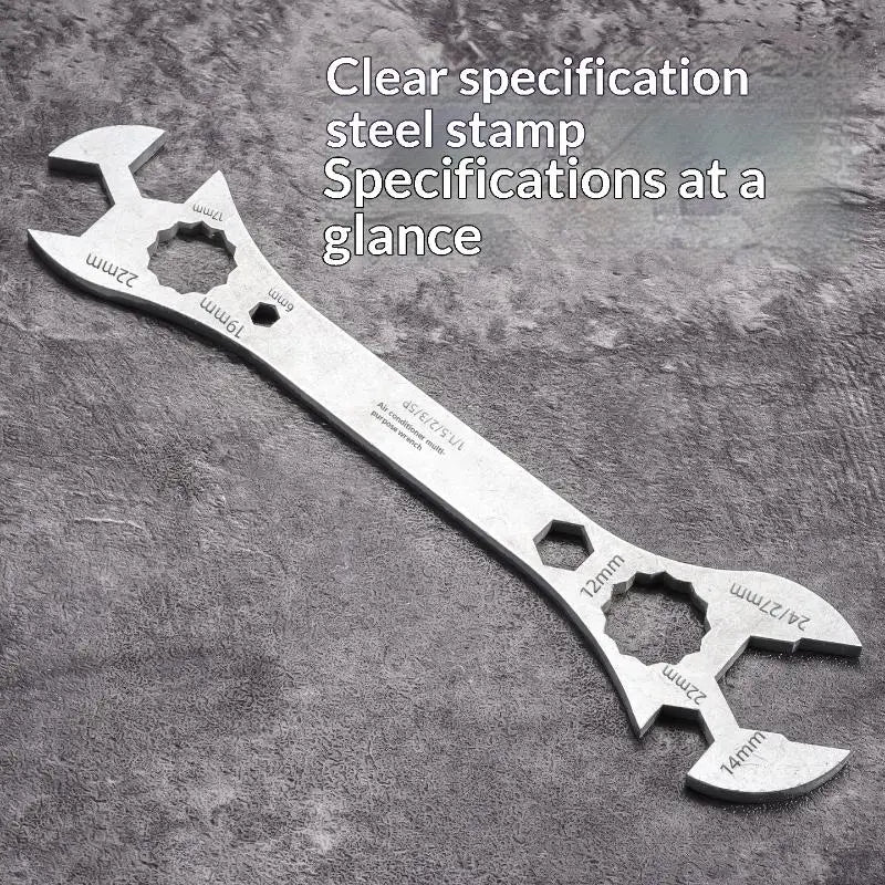 SU 1Pcs Multi-Function Double-End Fixed Wrench Multifunctional Air Conditioner Open End Wrench Ultra-thin Flat Wrench Tool Oasis Select