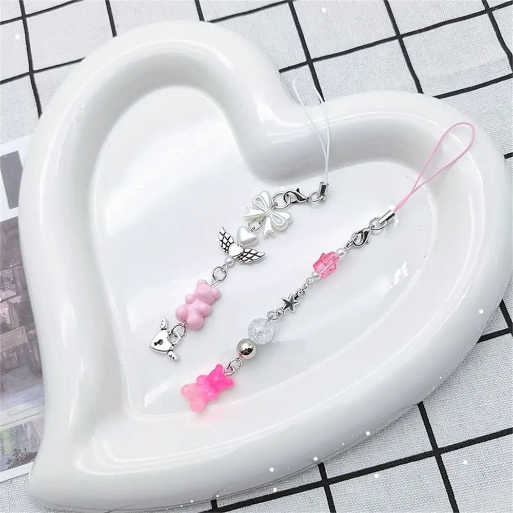 Y2k Phone Pendant Sweet Cool Girl Pink Chain Charms Kawaii Women Accessories Handmade DIY Cute Phone Strap Lanyard Oasis Select