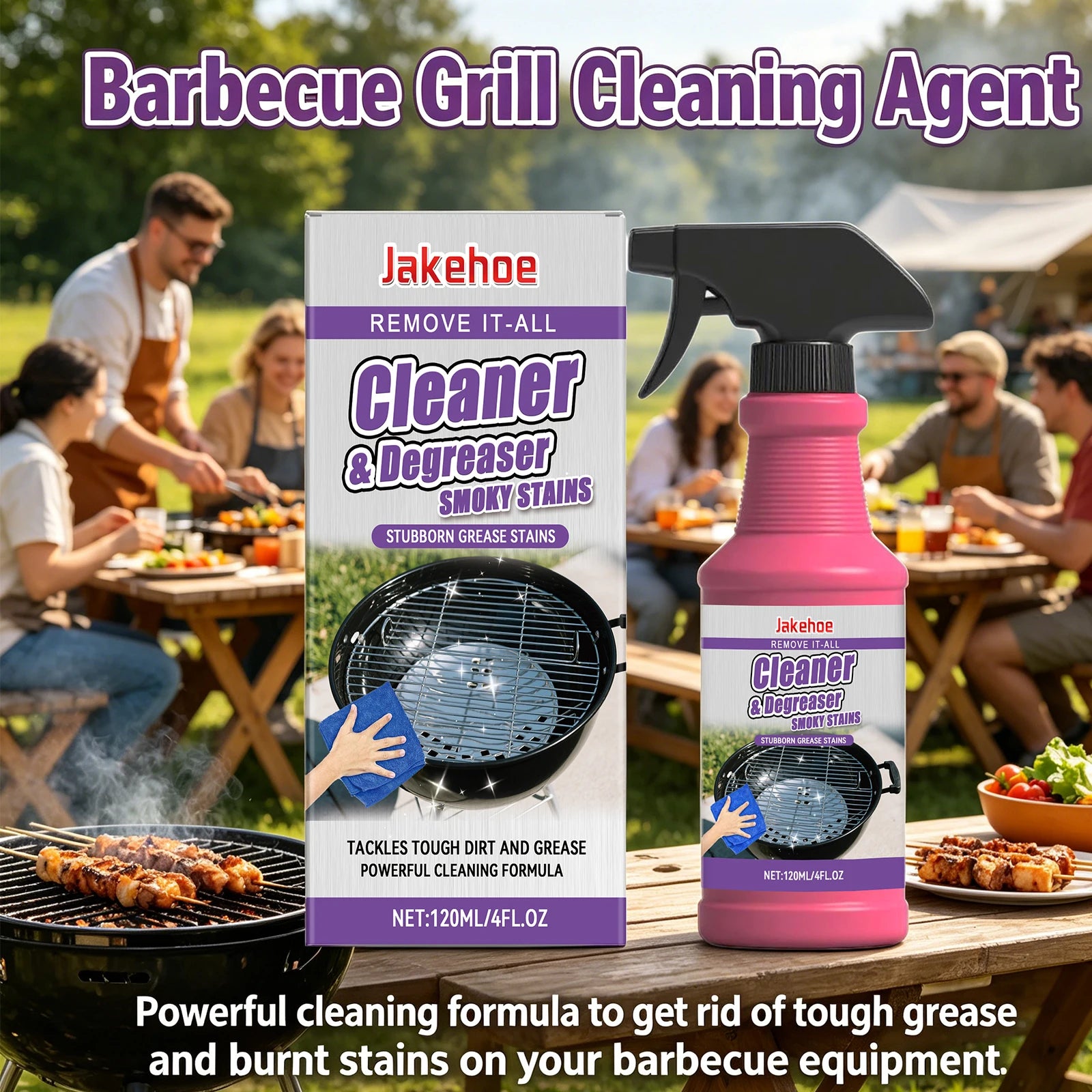 BBQ Grill Grate Cleaner Dissolves Burnt on Grease Stubborn Stain Remover Degreaser Spray for Grill, Oven & Kitchen Surface 120ml Oasis Select