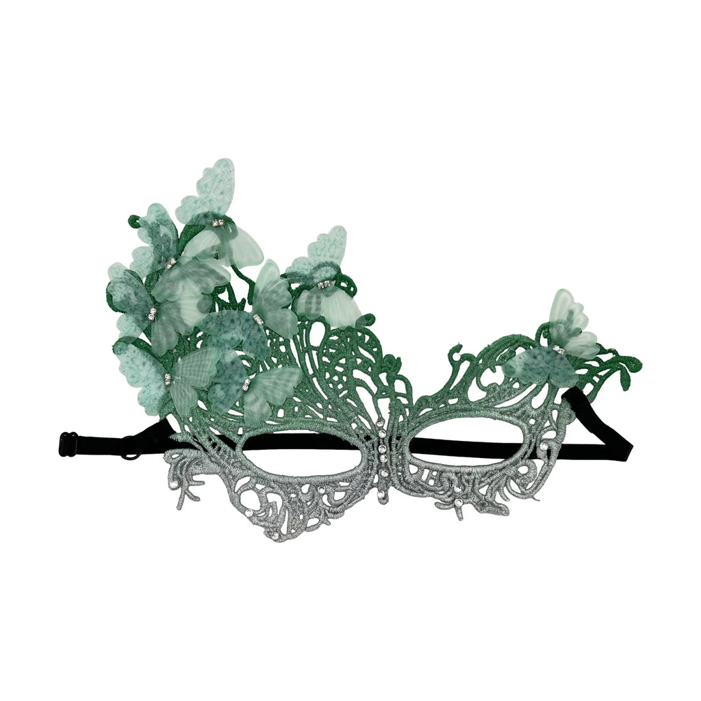 Gradient Butterfly Masquerade Mask Sexy Lace Half Face Mask Luxury Rhinestone Mask for Performance Cosplay Supplies Party Prom Oasis Select Green