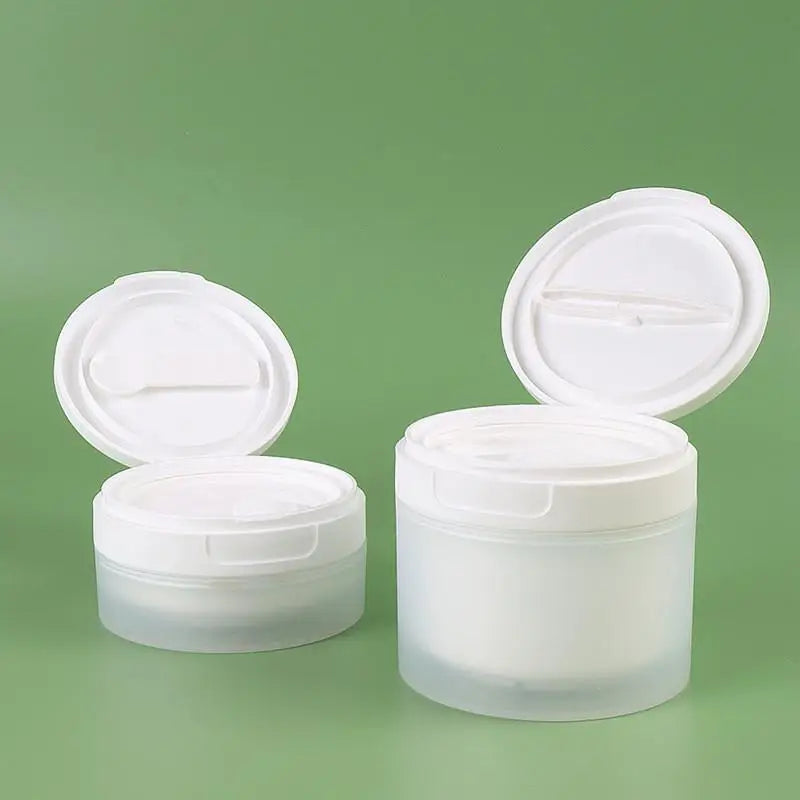 50/120g Flip Cover With Spoon Or Tweezers Refillable Bottles Empty Pot Travel Face Cream Lotion Cosmetic Cotton Makeup Jar Oasis Select