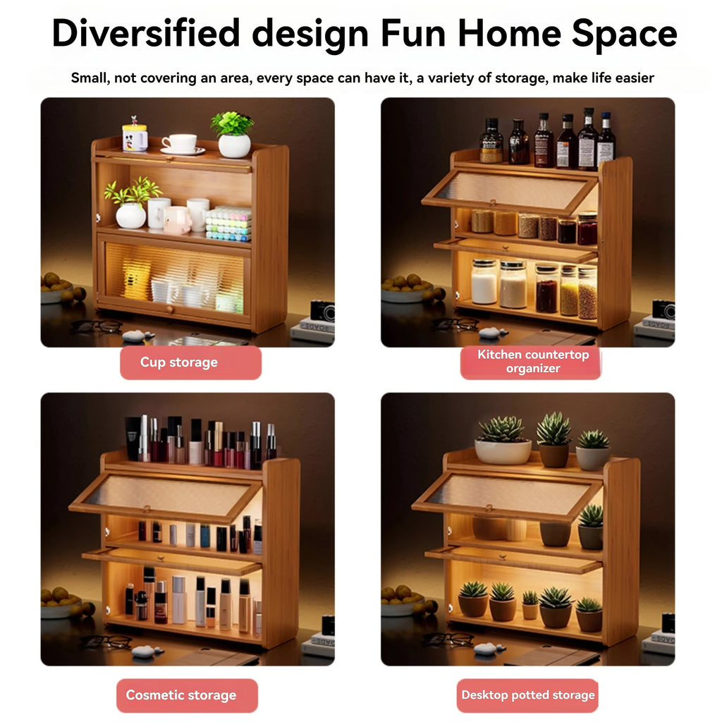 Kitchen countertop seasoning rack storage shelf, product sorting rack, layered multifunctional storage cabinet, dust-proof cabin Oasis Select