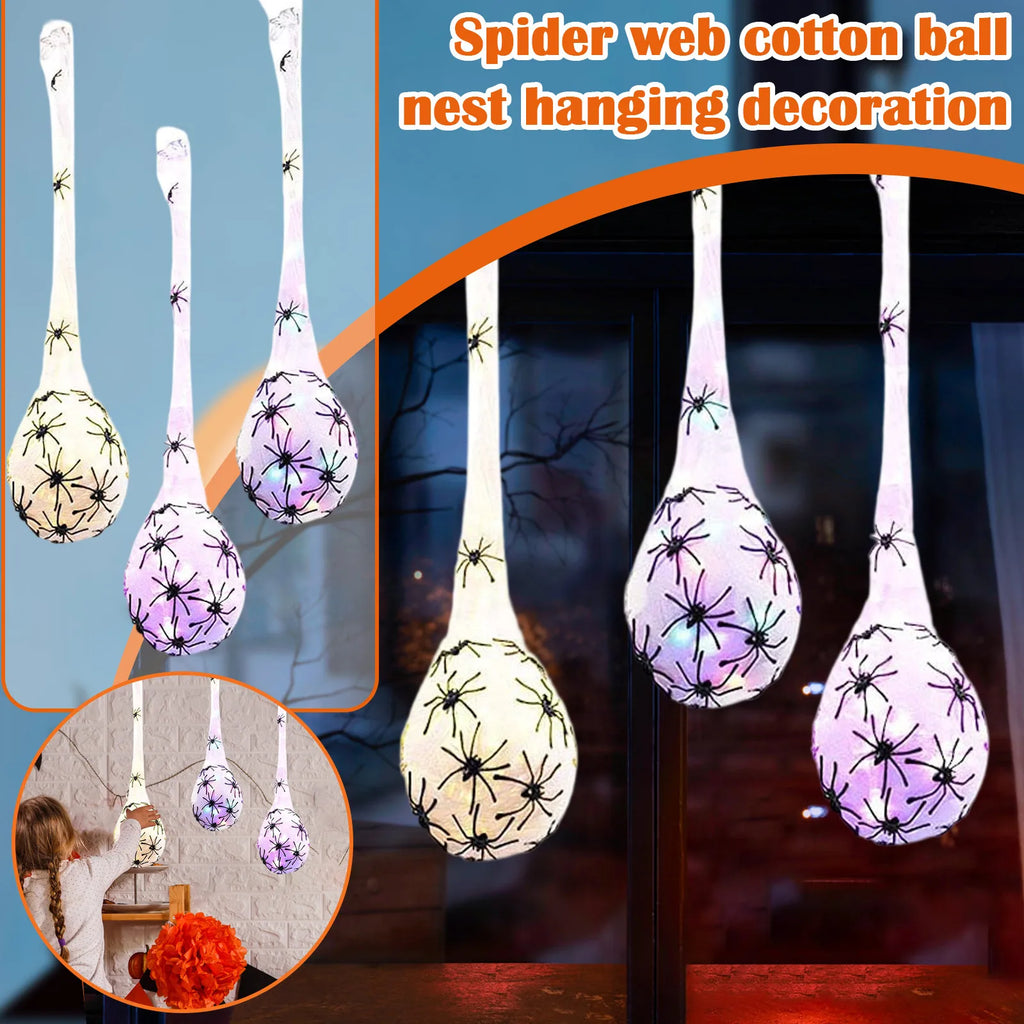 Halloween LED Glowing Spider Egg Bag Hanging Decoration Halloween Hanging Decor Oasis Select