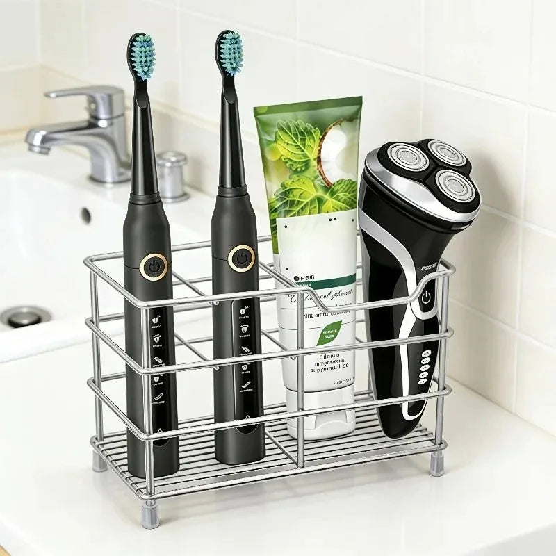 Five Compartment Bathroom Organizer Rack Multi Grid Toothpaste Brush Storage Caddy Countertop Separated Slot Wash Accessory Oasis Select