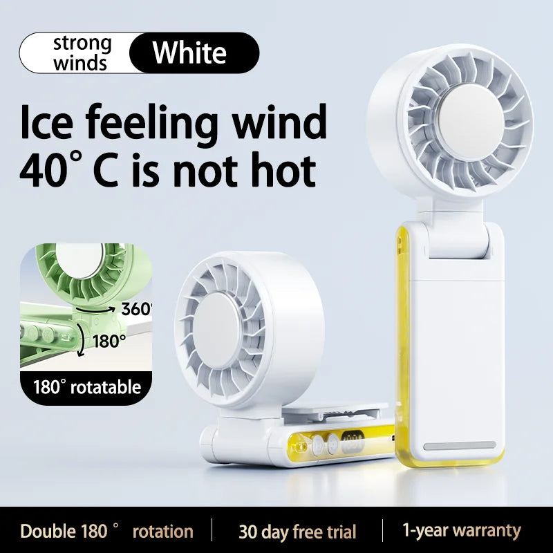 5-speed Portable Camping Cooling Fan with Clip Foldable Handheld Fans Home High Wind Speed Cooling Blower 3000mAh Lanyard Fans Oasis Select A