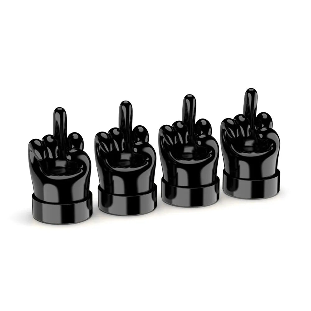 Gesture Tire Valve Stem Caps Covers, Funny Tire Air Caps Universal for Cars,Trucks, SUV, Motorcycles, Bike Oasis Select A-Black