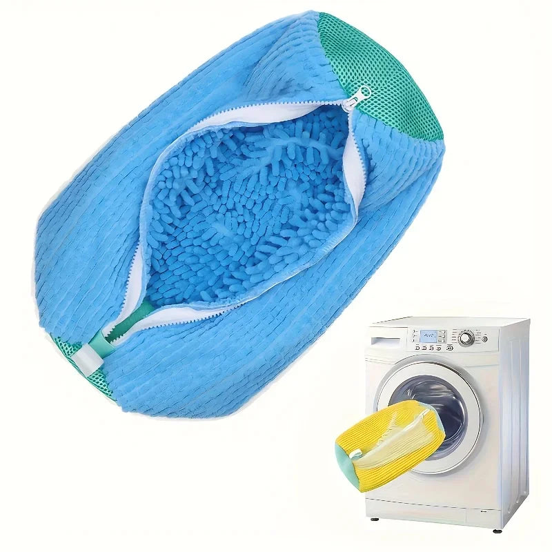Durable Mesh Shoe Wash Bag with Zipper Rich Fluff Inside Protects Sneakers Casual Shoes in Washer Dryer Travel Storage Organizer Oasis Select 2PCS Blue
