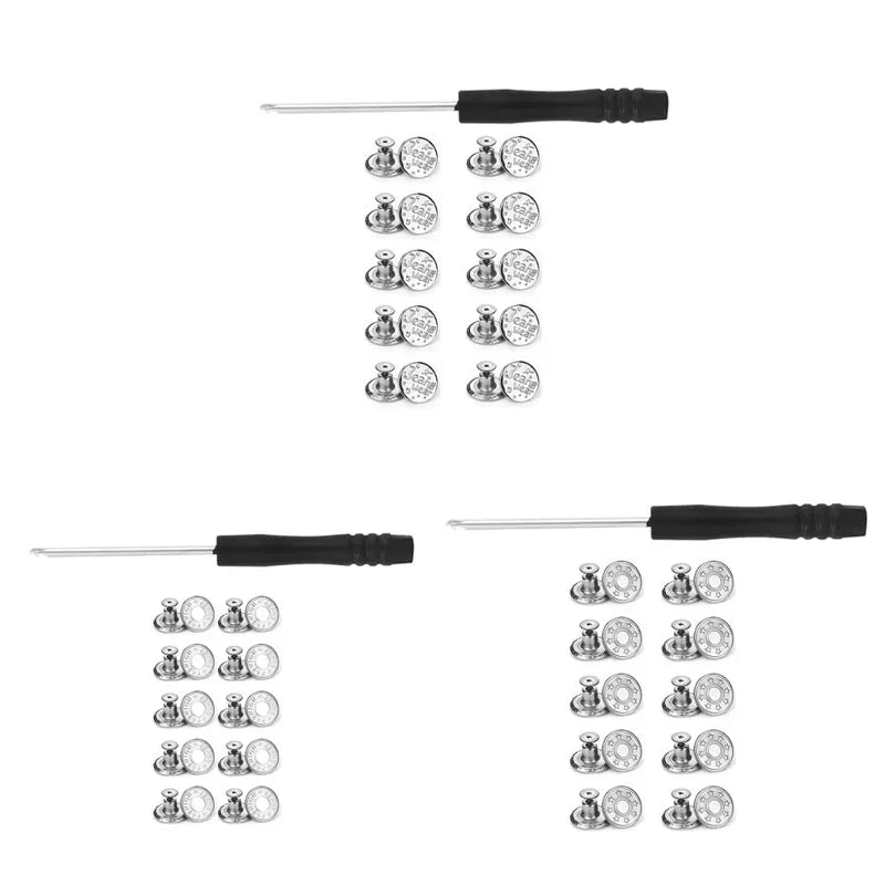 10/20/30Pcs Jeans Buttons Replacement No-Sew Removable Metal Buttons Snap Denim Button Repair For Jeans Clothing Supplies Oasis Select 30pcs mix