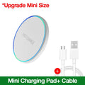 Induction LED Light Charging Station Mini Fast Wireless Charger Pad For iPhone 17 16 15 14 13 11 Pro Max For Samsung Xiaomi Oasis Select White with Cable
