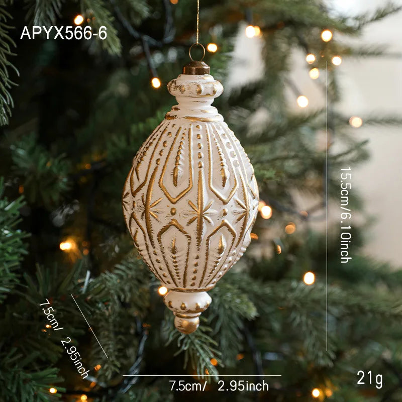 White Gold Matte Christmas Ball Ornament | Snowflake Pendant